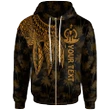 Alohawaii Clothing, Zip Hoodie Vanuatu Personalised, Polynesian Wings (Golden) | Alohawaii.co