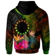 Alohawaii Clothing, Zip Hoodie Cook Islands Polynesian Personalised, Hibiscus and Banana Leaves | Alohawaii.co