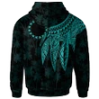 Alohawaii Clothing, Zip Hoodie Cook Islands Personalised, Polynesian Wings (Turquoise) | Alohawaii.co