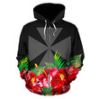 Alohawaii Clothing, Zip Hoodie Wallis And Futuna Polynesian Black Hibiscus | Alohawaii.co