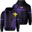 Alohawaii Clothing, Zip Hoodie Polynesian Kakau Kanaka Flag Of Hawaii, Purple | Alohawaii.co