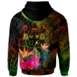 Alohawaii Clothing, Zip Hoodie Fiji Polynesian Personalised, Hibiscus and Banana Leaves | Alohawaii.co
