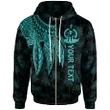 Alohawaii Clothing, Zip Hoodie Vanuatu Personalised, Polynesian Wings (Turquoise) | Alohawaii.co