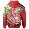 Alohawaii Clothing, Zip Hoodie Polynesian Samoa, Summer Plumeria (Red) | Alohawaii.co