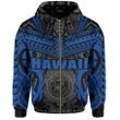 Alohawaii Clothing, Zip Hoodie Hawaii Polynesian Tribal Coat Of Arms , Blue, Mark Style | Alohawaii.co