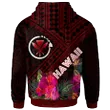 Alohawaii Clothing, Zip Hoodie Hawaii Zi-Up, Kanaka Maoli With Hibiscus On Polynesian Patterns (RED) | Alohawaii.co