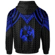 Alohawaii Clothing, Zip Hoodie Tonga Custom Personalised, Polynesian Armor Style Blue | Alohawaii.co