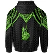 Alohawaii Clothing, Zip Hoodie New Caledonia, Polynesian Armor Style Green | Alohawaii.co