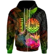 Alohawaii Clothing, Zip Hoodie Tahiti Polynesian, Hibiscus and Banana Leaves | Alohawaii.co