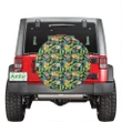 Tropical Pattern With Pineapples Palm Leaves And Flowers Hawaii Spare Tire Cover | alohawaii.co