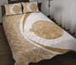 Hawaii Polynesian Pele Kanaka Quilt Bed Set Circle Style Gold And White - AH - J7 - Alohawaii