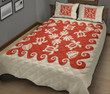 Hawaiian Quilt Bed Set Turtle Pattern - White Mix Red - AH - J2 - Alohawaii