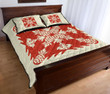 Hawaiian Quilt Bed Set Pineapple Pattern - White Mix Red - AH - J2 - Alohawaii