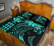 Alohawaii Home Set - Quilt Bed Set Hawaii Map Kanaka Polynesian Hula Girl Turquoise J5