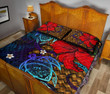 Alohawaii Home Set - Hawaii Lauhala Hibiscus Polynesian Tropical Blue Quilt Bed Set - Wake Style - AH - J4