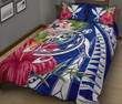 Hawaii Polynesian Turtle Tropical Hibiscus Plumeria Quilt Bed Set - Blue - AH - J4 - Alohawaii