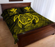 Hawaii Turtle Kanaka Map Hibiscus Poly Quilt Bed Set - Yellow - AH J4 - Alohawaii