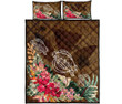 Alohawaii Quilt Bed Set - Kanaka Turtle Tropical Knit Background Quilt Bed Set