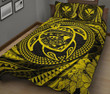 Hawaiian Kanaka Honu Hibiscus Tornando Yellow Polynesian Quilt Bed Set - AH - JD1 - Alohawaii
