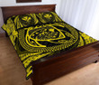 Hawaiian Kanaka Honu Hibiscus Tornando Yellow Polynesian Quilt Bed Set - AH - JD1 - Alohawaii