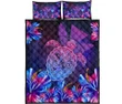 Alohawaii Quilt Bed Set - Hawaii Turtle Hibiscus Galaxy Night Quilt Bed Set -