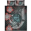 Alohawaii Quilt Bed Set - Hawaii Turtle Map Hibiscus Polynesian Quilt Bed Set