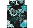 Alohawaii Quilt Bed Set - Hawaii Dream Catcher Hibiscus Plumeria Polynesian Turquoise - Quilt Bed Set