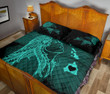 Hula Girl Hibiscus Map Quilt Bed Set - Turquoise - AH J4 - Alohawaii