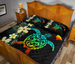 Hawaii Map Turtle  Hibiscus Plumeria - Quilt Bed Set AH J2 - Alohawaii