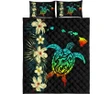 Alohawaii Quilt Bed Set - Hawaii Map Turtle  Hibiscus Plumeria - Quilt Bed Set