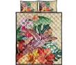 Alohawaii Quilt Bed Set - Hawaii Tropical Hibiscus Plumeria Turtle Beige Quilt Bed Set