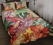 Hawaii Tropical Hibiscus Plumeria Turtle Beige Quilt Bed Set - AH - J4 - Alohawaii