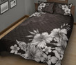 Alohawaii Quilt Bed Set - Black n White Hibiscus Quilt Bed Set - AH - J4 - Alohawaii