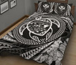 Hawaiian Kanaka Honu Hibiscus Tornando White Polynesian Quilt Bed Set - AH - JD1 - Alohawaii