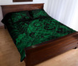 Hawaii Turtle Map Hibiscus Polynesian Green Quilt Bed Set - AH - J4 - Alohawaii