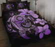 Alohawaii Quilt Bed Set - Hibiscus Plumeria Mix Polynesian Violet Turtle Quilt Bed Set