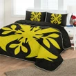 Hawaiian Royal Pattern Quilt Bed Set - Black And Yellow - F3 Style - AH - J2 - Alohawaii