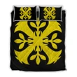 Alohawaii Quilt Bed Set - Hawaiian Royal Pattern Quilt Bed Set - Black And Yellow - F3 Style