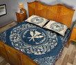 Hawaii Map Classic Floral Quilt Bed Set Blue - AH - J5 - Alohawaii