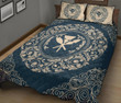 Hawaii Map Classic Floral Quilt Bed Set Blue - AH - J5 - Alohawaii
