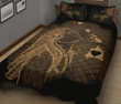 Hula Girl Hibiscus Map Quilt Bed Set - Gold - AH J4 - Alohawaii