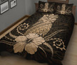 Alohawaii Home Set - Quilt Bed Set Hawaii Polynesian Pineapple Hibiscus Zela Style Gold J4