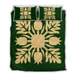 Alohawaii Quilt Bed Set - Hawaiian Royal Pattern Quilt Bed Set - Green - N1 Style
