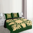 Hawaiian Royal Pattern Quilt Bed Set - Green - N1 Style - AH - J2 - Alohawaii