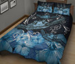 Alohawaii Home Set - Quilt Bed Set Hawaii Polynesian Turtle Waves Hibiscus Erik Style Blue J5