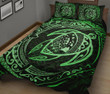 Alohawaii Home Set - Quilt Bed Set Hawaiian Map Turtle Polynesian Circle Green- AH J9