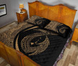 Alohawaii Home Set - Quilt Bed Set Hawaii Fish Hook Polynesian Circle Style Gold J4