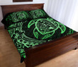 Alohawaii Home Set - Quilt Bed Set Hawaiian Map Turtle Polynesian Circle Green- AH J9
