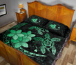Alohawaii Home Set - Quilt Bed Set Hawaii Polynesian Turtle Plumeria Pog Style Green J4
