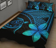Alohawaii Home Set - Quilt Bed Set Hawaiian Turtle Plumeria Polynesian Blue AH J0